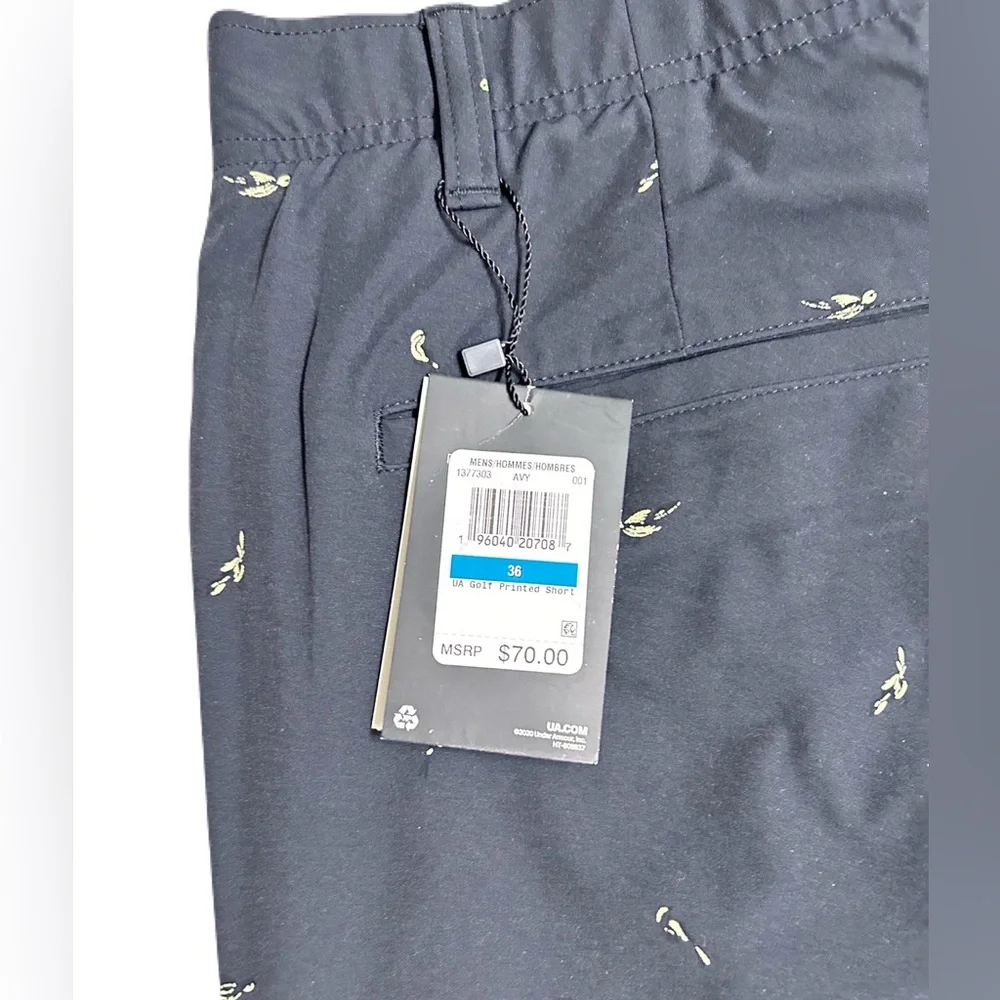 UNDER Armour Printed Golf Shorts Bird Court Black Walking 36 - Picture 7 of 7